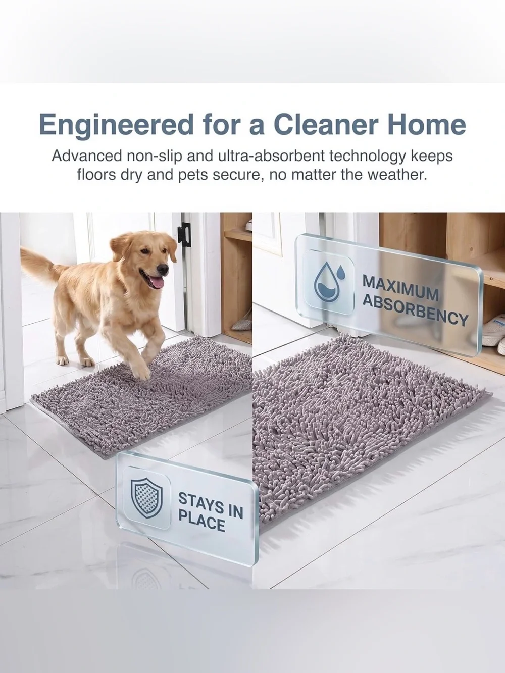 💞 New Plush Soft & Absorbent Gray  Puppy Dog Pet Mat